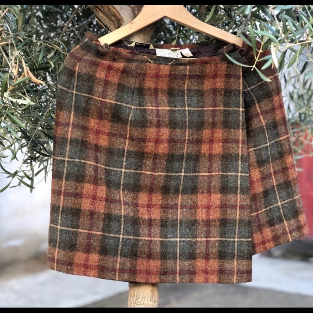 VTG Eddie Bauer Wool Plaid Skirt Like New, Size 8
